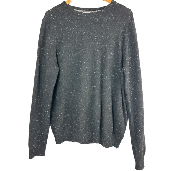 Nordstrom Men's Shop 100% Cashmere LS Crew Neck Sweater Black Speckled Medium - Picture 3 of 12